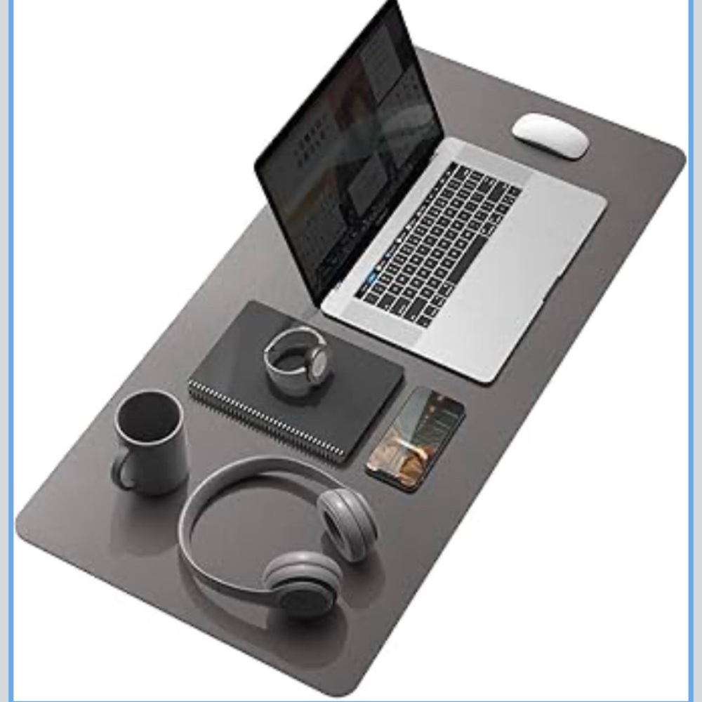 YSAGi Dual-Sided Leather Desk Mat 31.5” x 15.7” Dark Gray